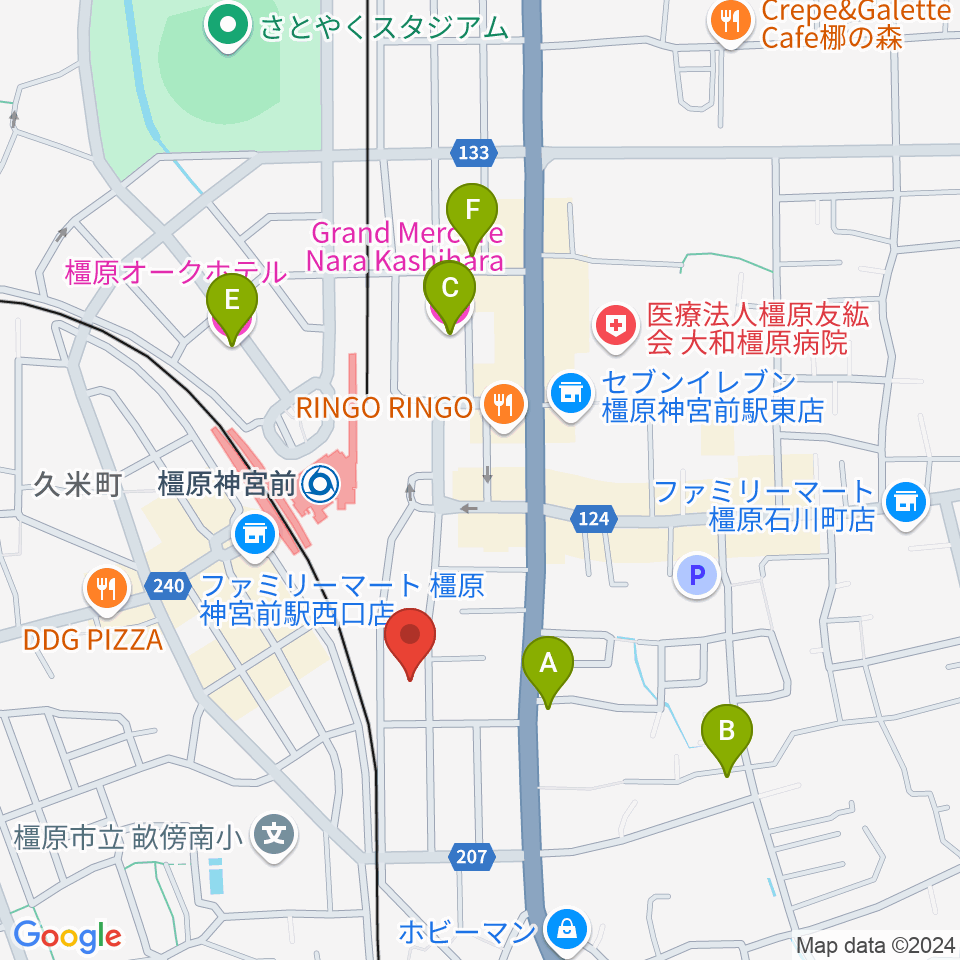 橋本楽器ローレンス音楽教室周辺のホテル一覧地図