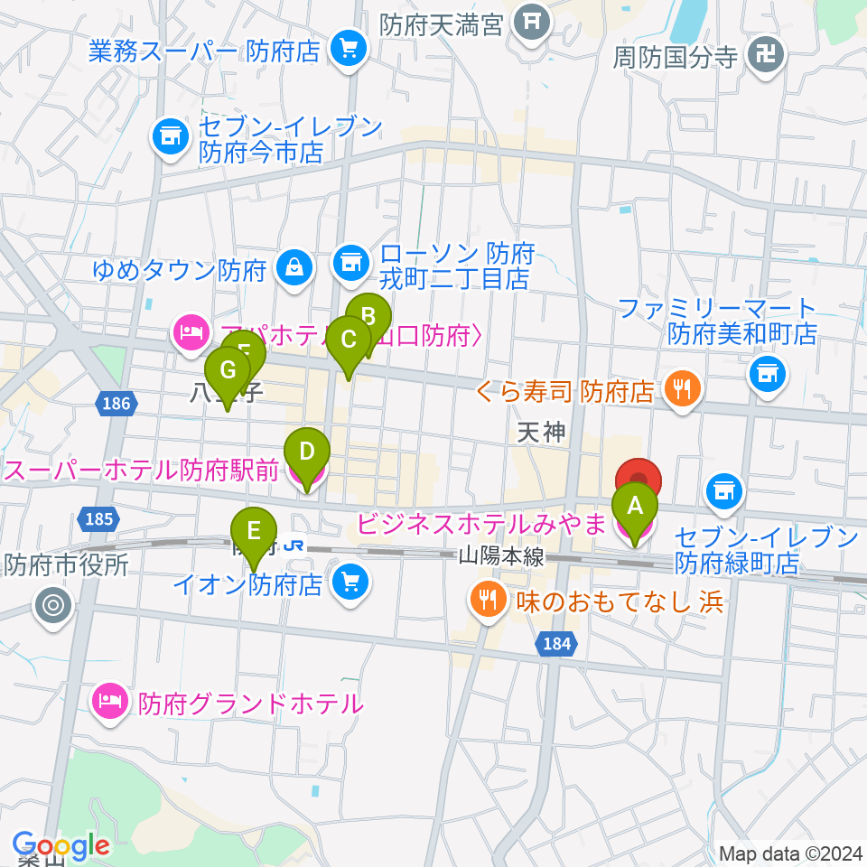 グランドミック タマシゲ楽器 緑町センター周辺のホテル一覧地図