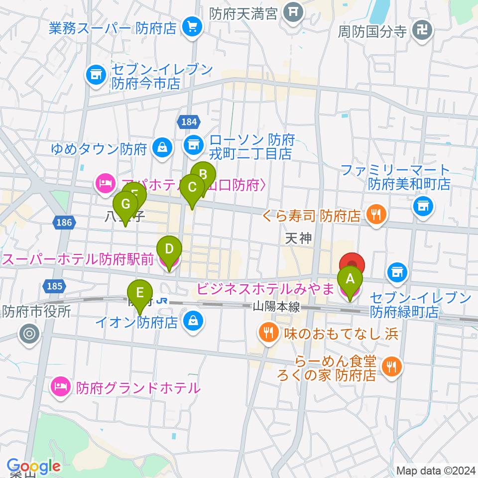 グランドミック タマシゲ楽器 緑町センター周辺のホテル一覧地図