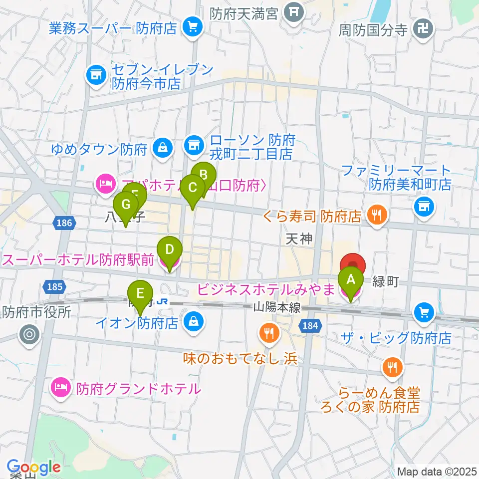 グランドミック タマシゲ楽器 緑町センター周辺のホテル一覧地図