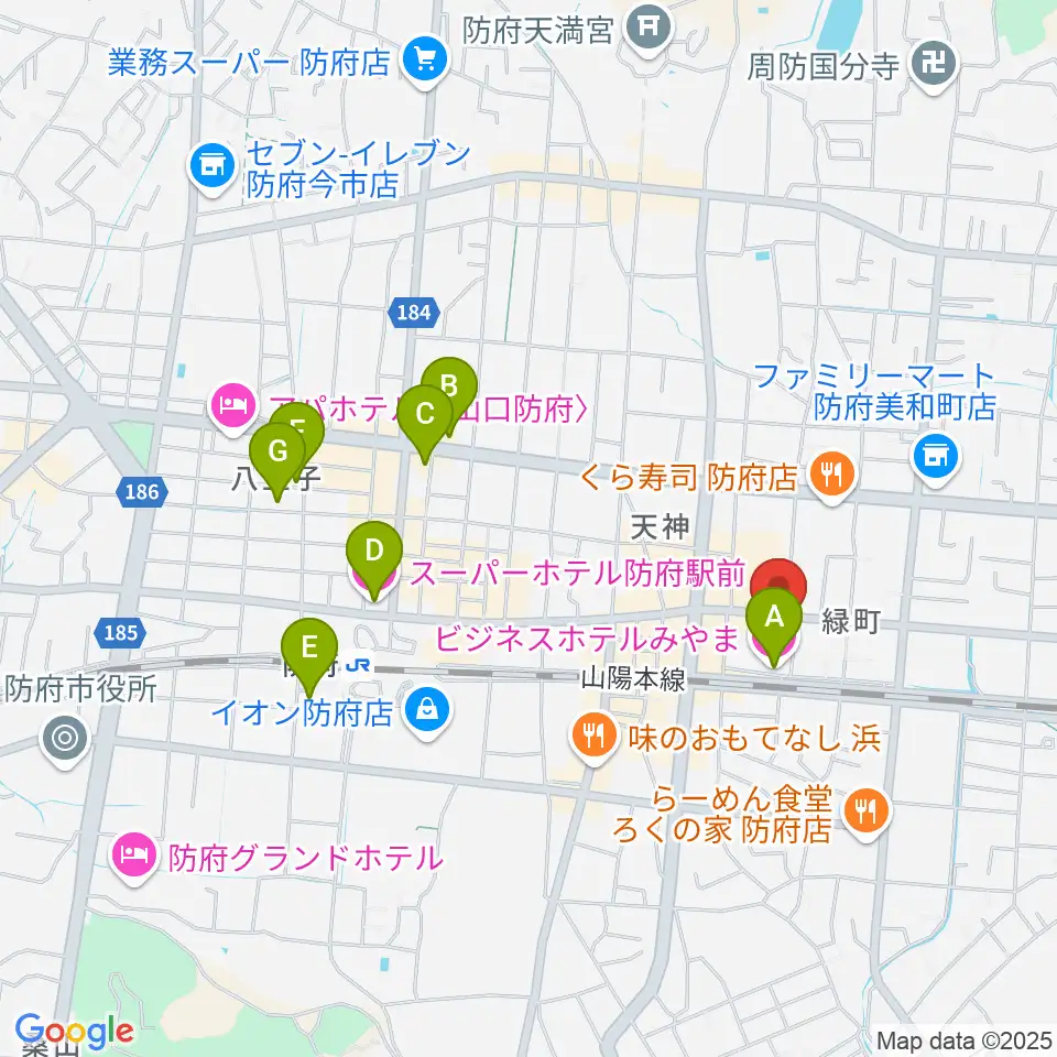 グランドミック タマシゲ楽器 緑町センター周辺のホテル一覧地図