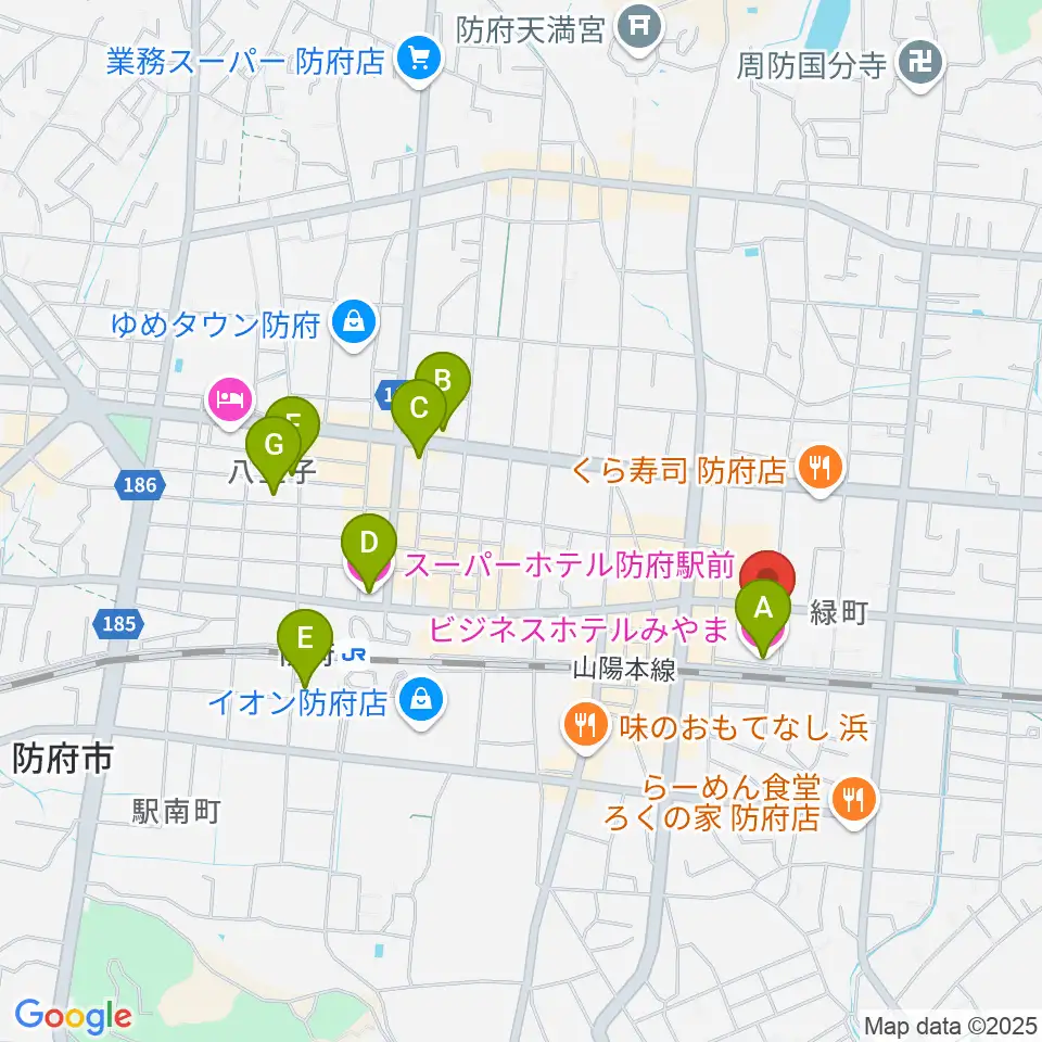 グランドミック タマシゲ楽器 緑町センター周辺のホテル一覧地図