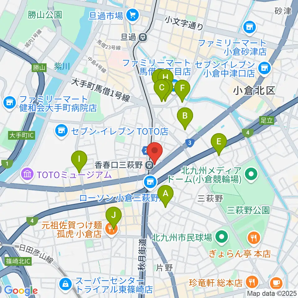 篠崎ミュージックアカデミー北九州校周辺のホテル一覧地図