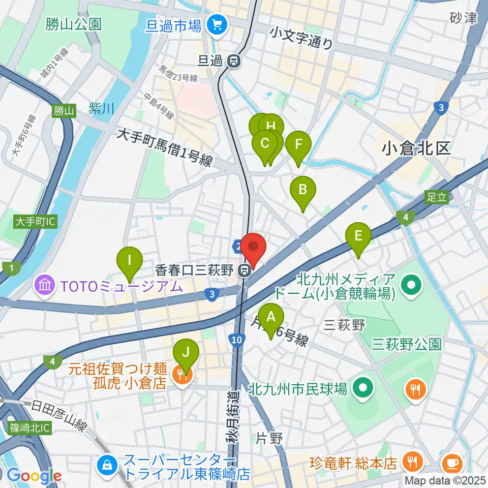 篠崎ミュージックアカデミー北九州校周辺のホテル一覧地図