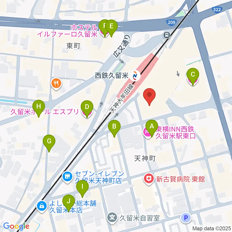 アイ＆カルチャ久留米周辺のホテル一覧地図