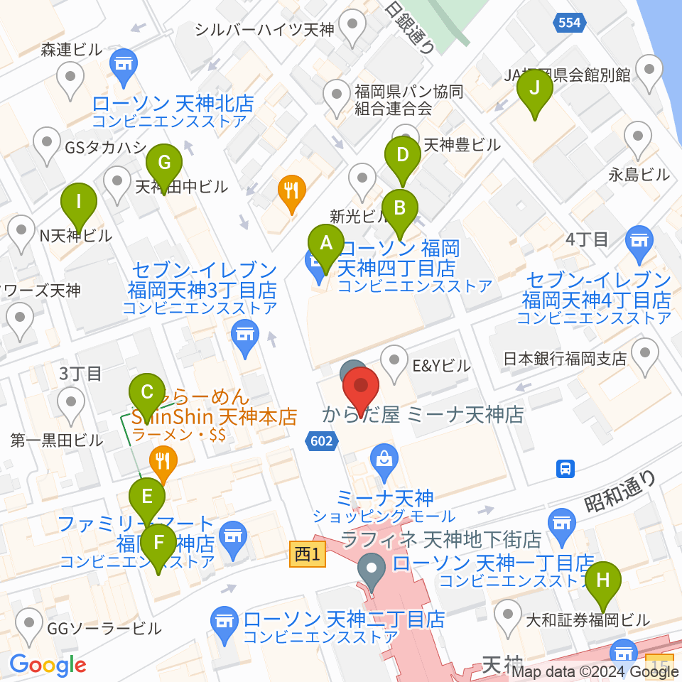 アイ＆カルチャ天神周辺のホテル一覧地図