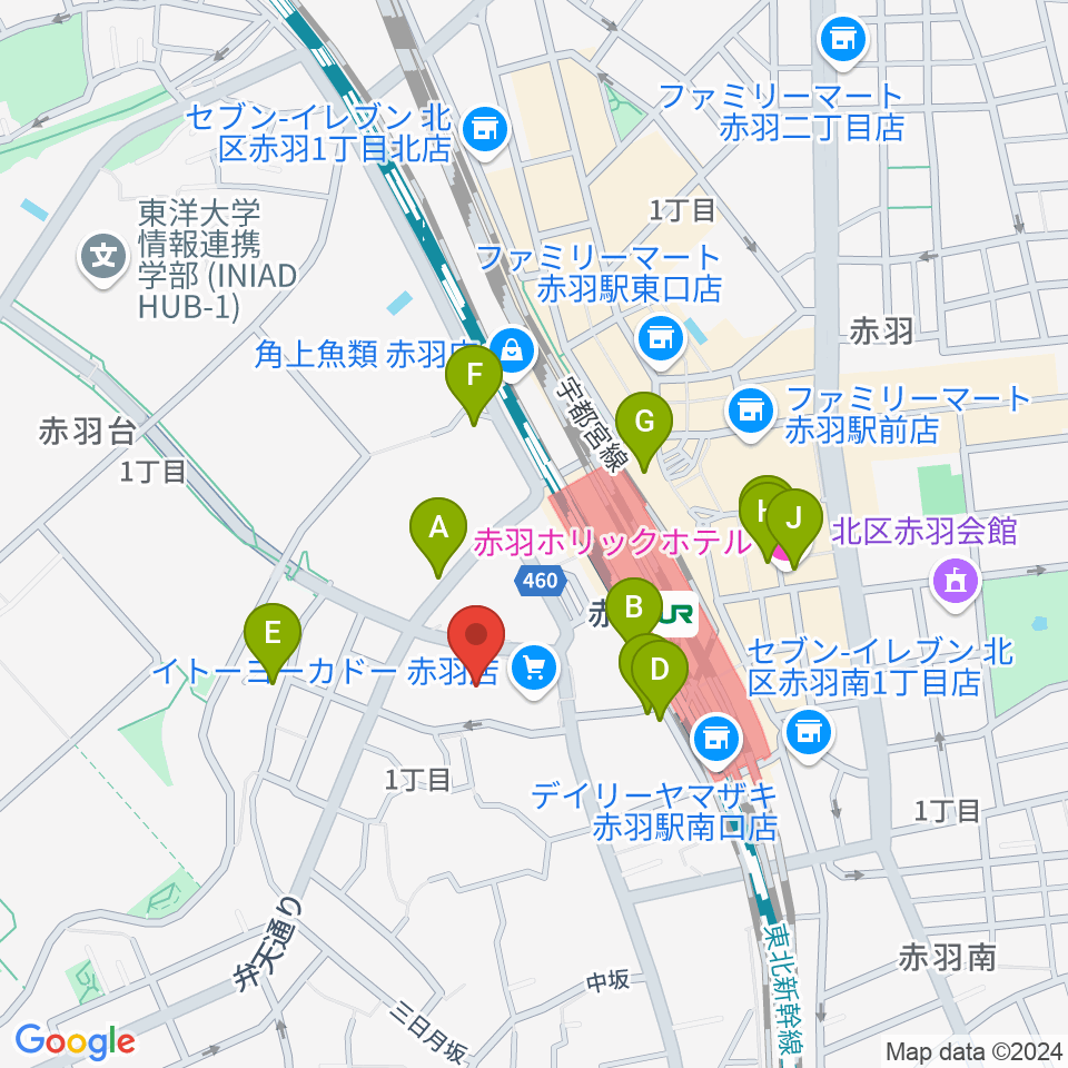 島村楽器イトーヨーカドー赤羽店周辺のホテル一覧地図