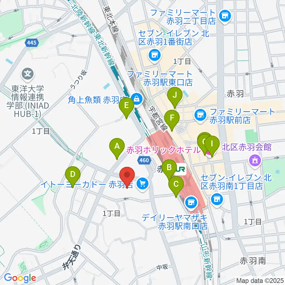 島村楽器イトーヨーカドー赤羽店周辺のホテル一覧地図