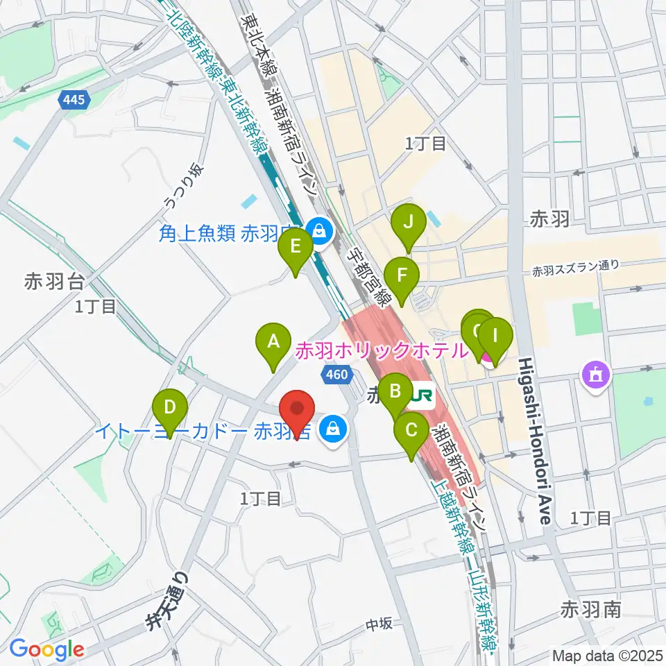 島村楽器イトーヨーカドー赤羽店周辺のホテル一覧地図