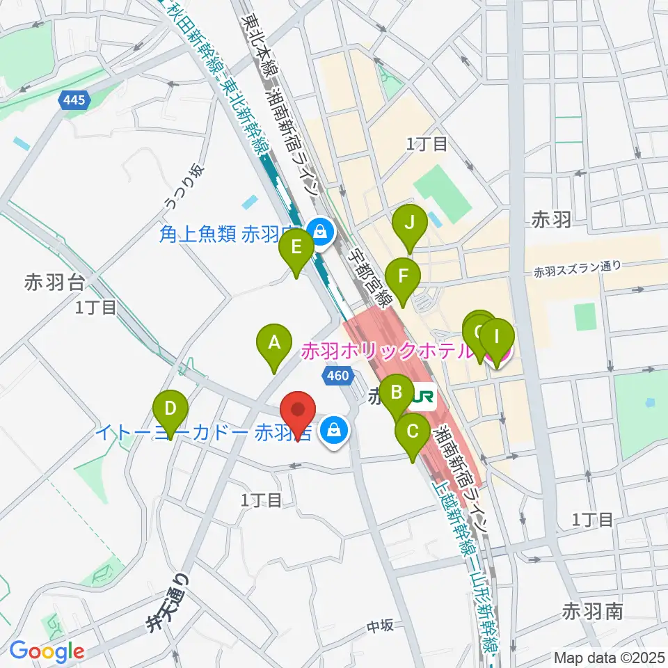 島村楽器イトーヨーカドー赤羽店周辺のホテル一覧地図