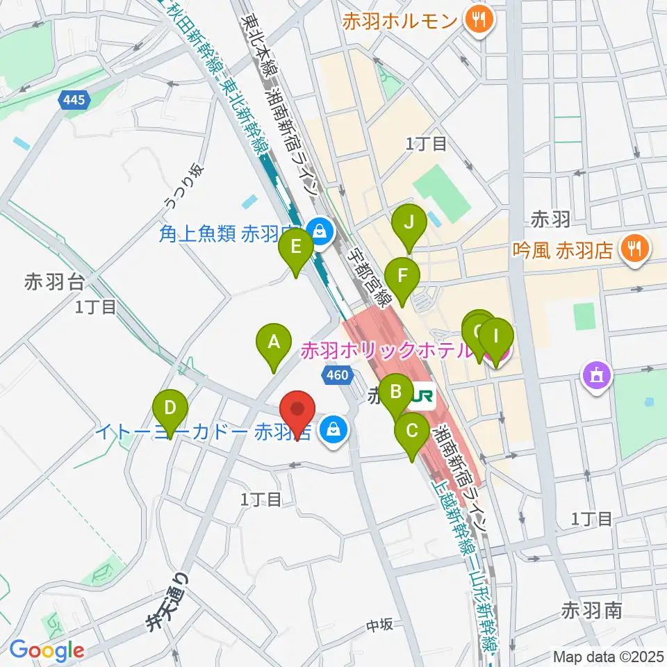 島村楽器イトーヨーカドー赤羽店周辺のホテル一覧地図