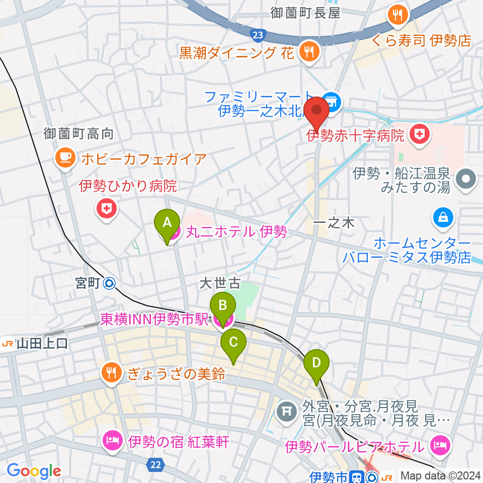 ETUDEドラム教室周辺のホテル一覧地図