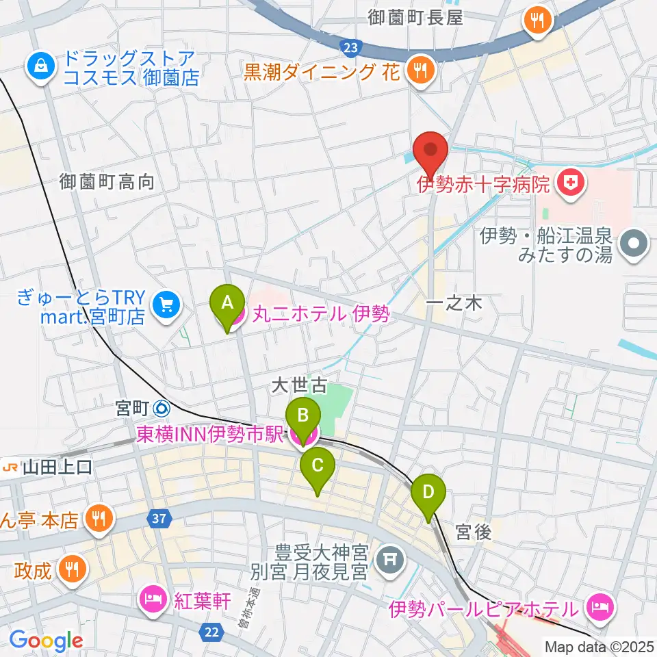 ETUDEドラム教室周辺のホテル一覧地図