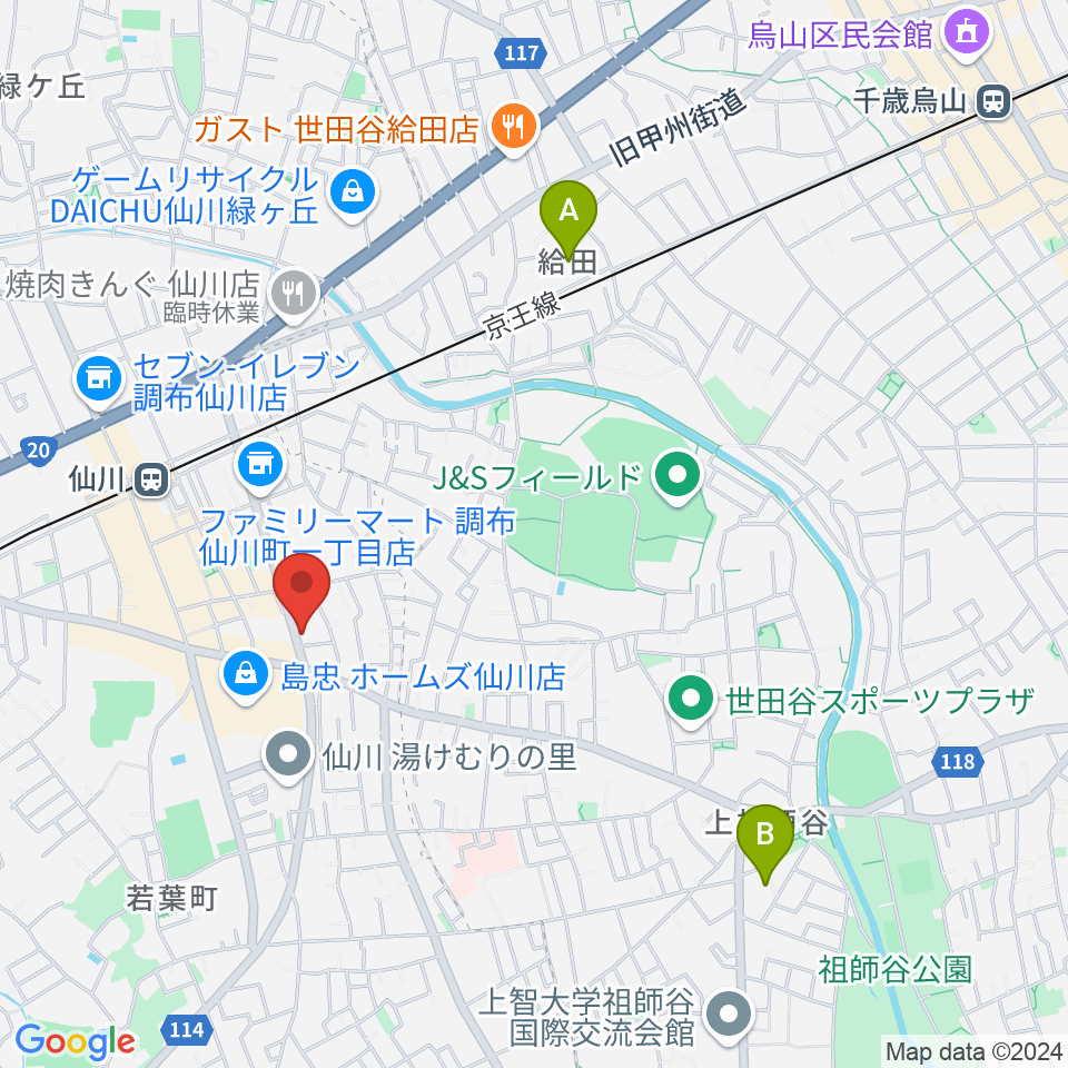 仙川プティレコード周辺のホテル一覧地図