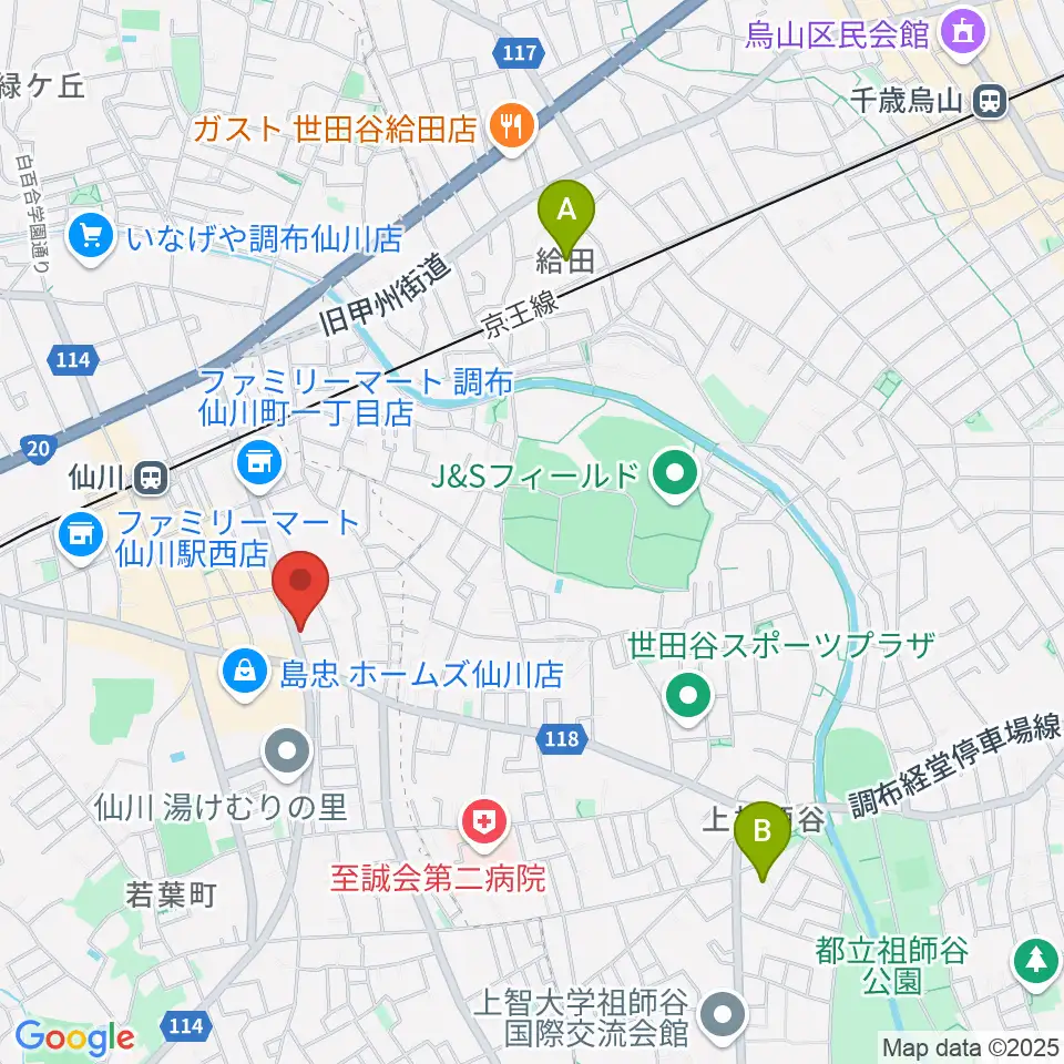 仙川プティレコード周辺のホテル一覧地図