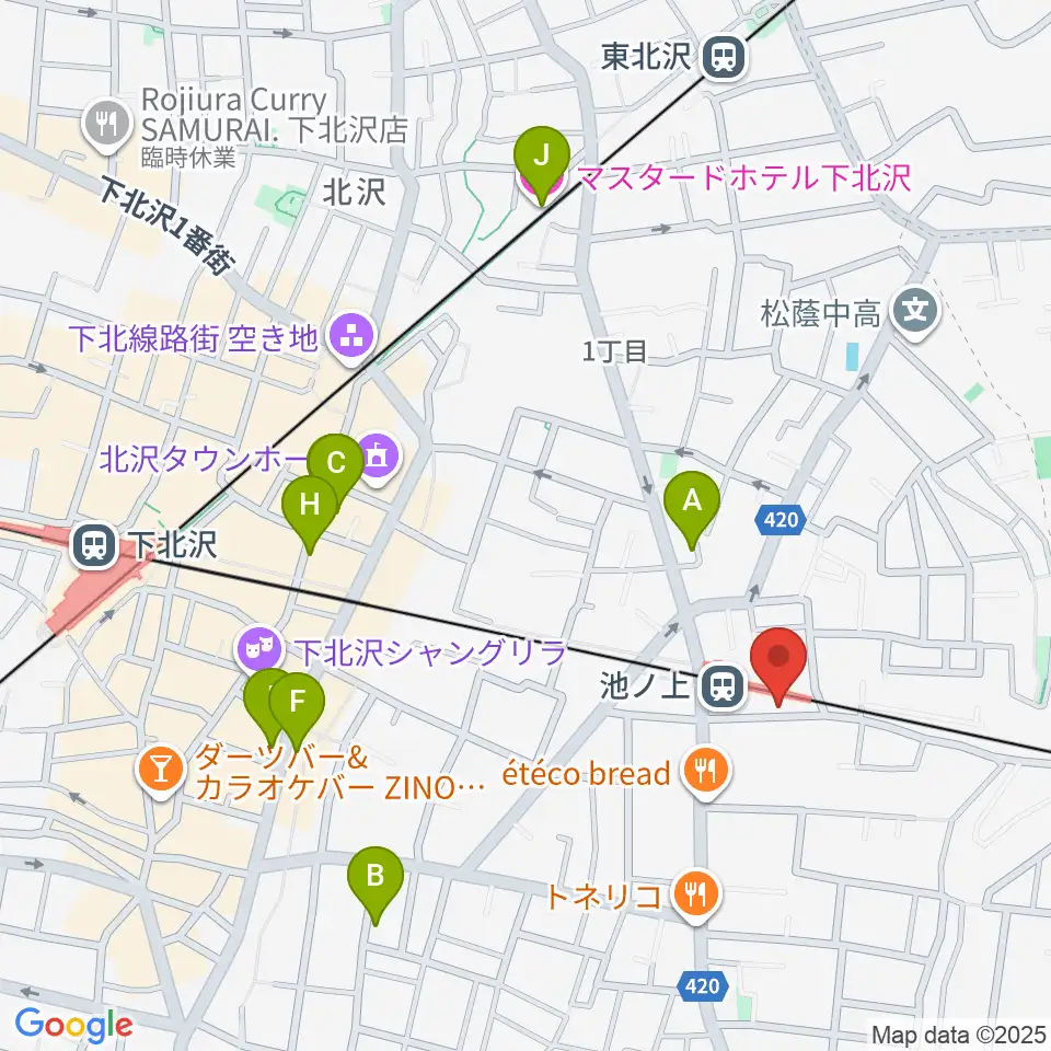 ヤマテピアノ周辺のホテル一覧地図