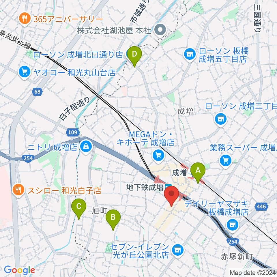 サクライ楽器 成増本店周辺のホテル一覧地図