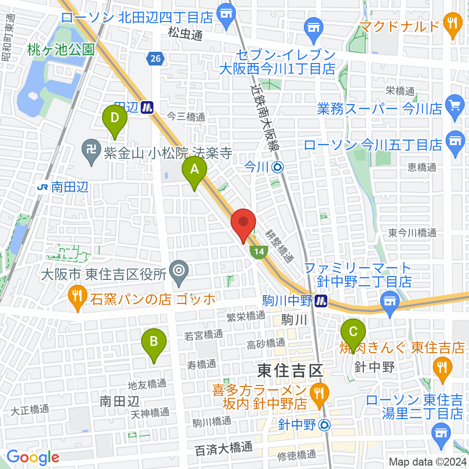 ナガイミュージックスタジオ周辺のホテル一覧地図