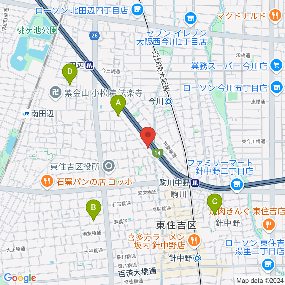 ナガイミュージックスタジオ周辺のホテル一覧地図