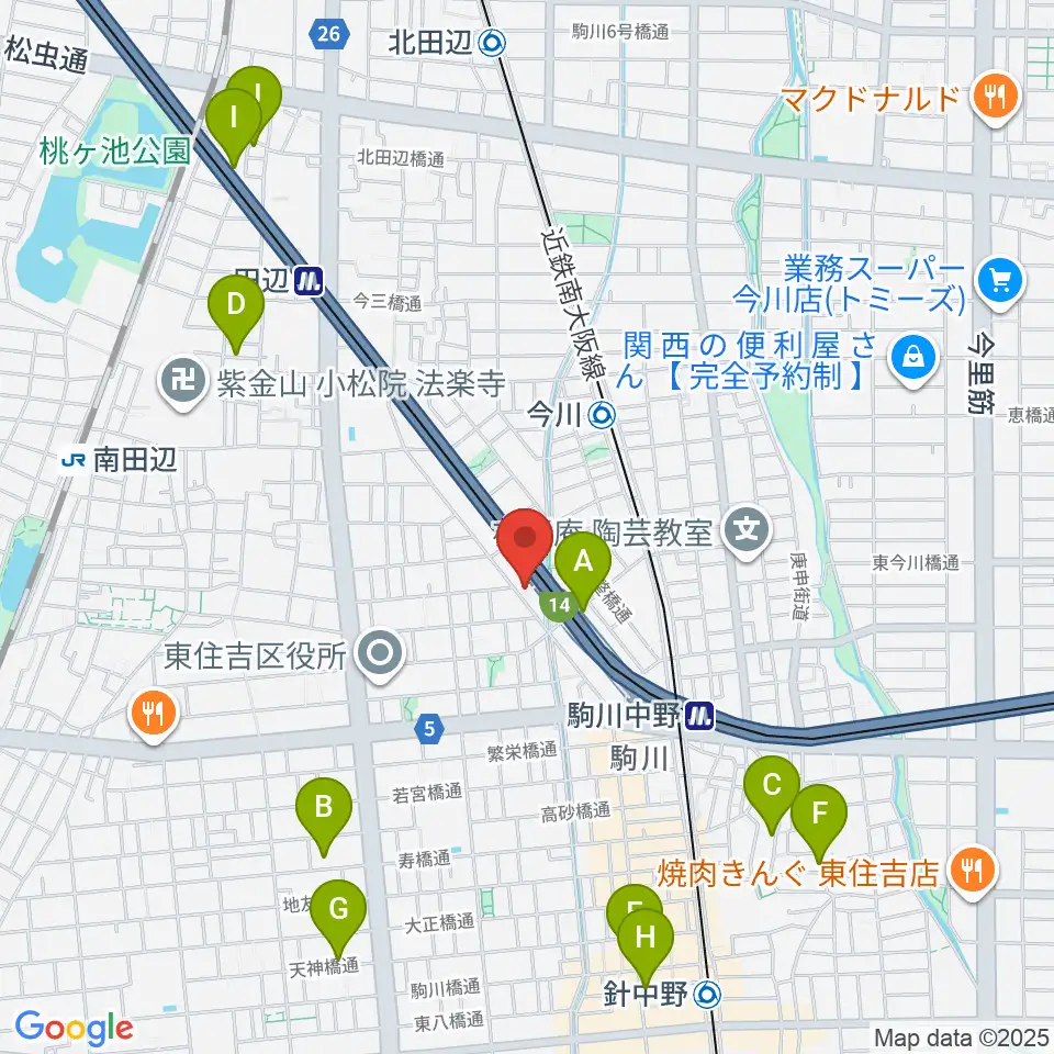 ナガイミュージックスタジオ周辺のホテル一覧地図