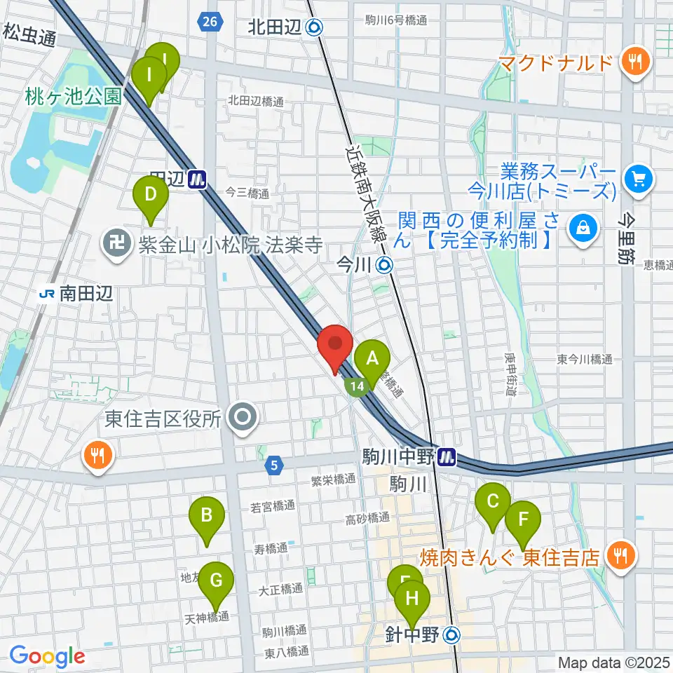 ナガイミュージックスタジオ周辺のホテル一覧地図