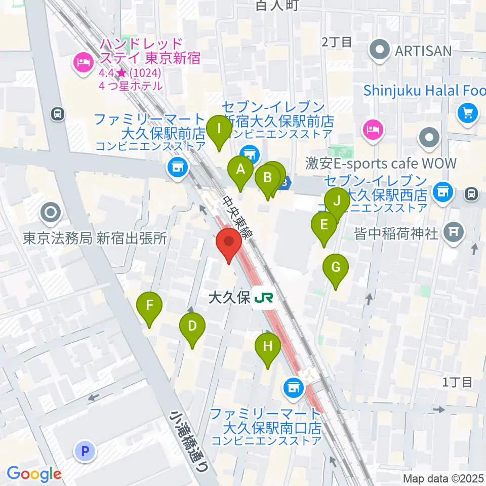 大久保スタジオM周辺のホテル一覧地図