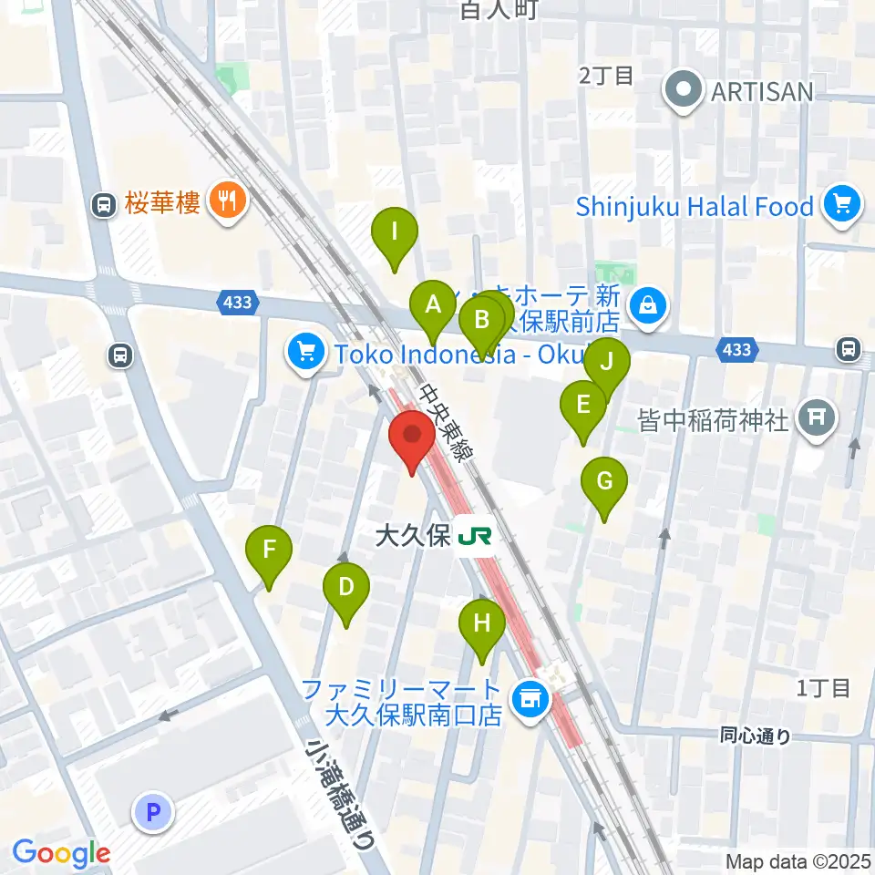大久保スタジオM周辺のホテル一覧地図