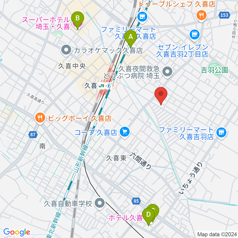 アルプス楽器周辺のホテル一覧地図