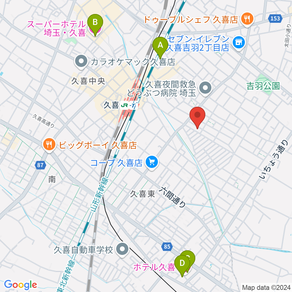 アルプス楽器周辺のホテル一覧地図