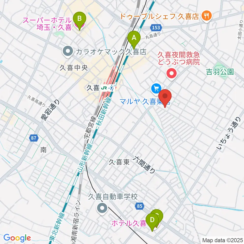 アルプス楽器周辺のホテル一覧地図
