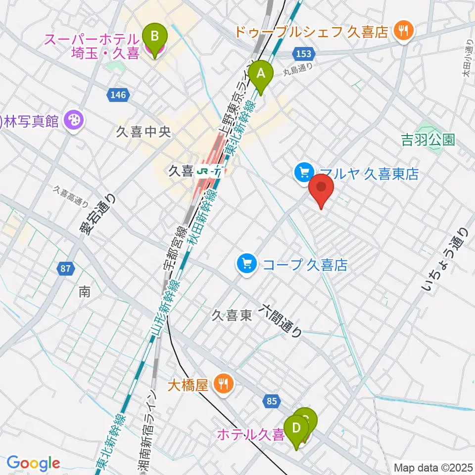 アルプス楽器周辺のホテル一覧地図