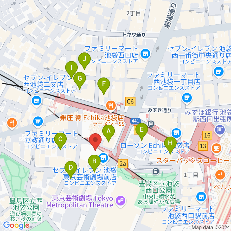 島村楽器ミュージックサロン池袋周辺のホテル一覧地図