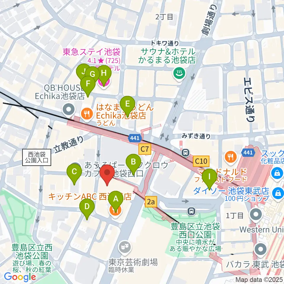 島村楽器ミュージックサロン池袋周辺のホテル一覧地図