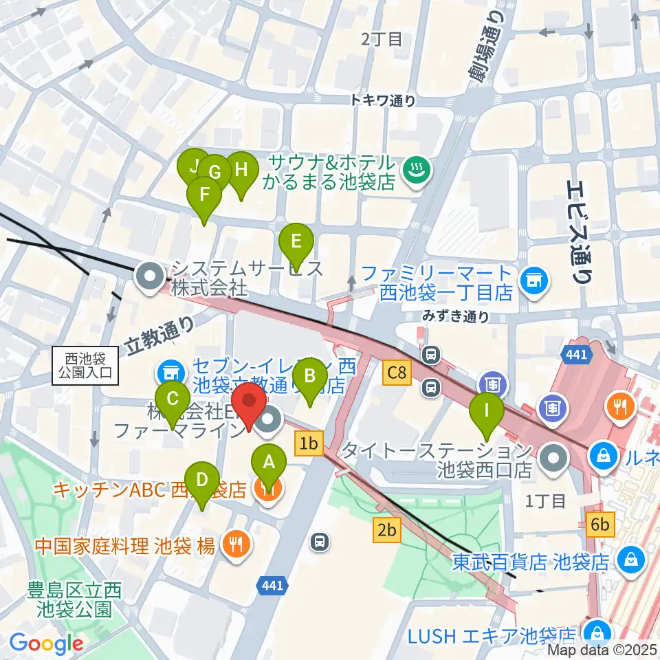 島村楽器ミュージックサロン池袋周辺のホテル一覧地図