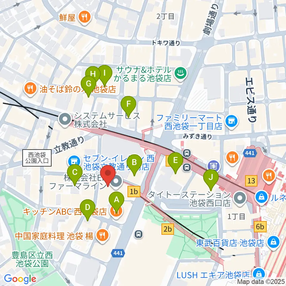 島村楽器ミュージックサロン池袋周辺のホテル一覧地図