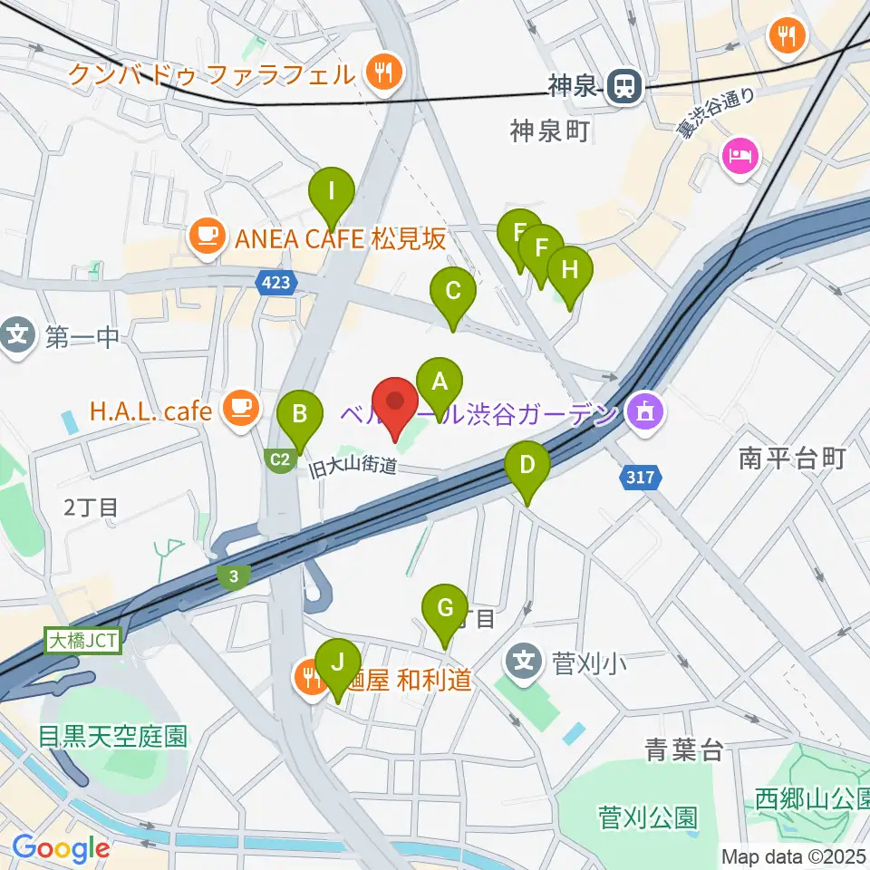 スタジオサンシャイン周辺のホテル一覧地図
