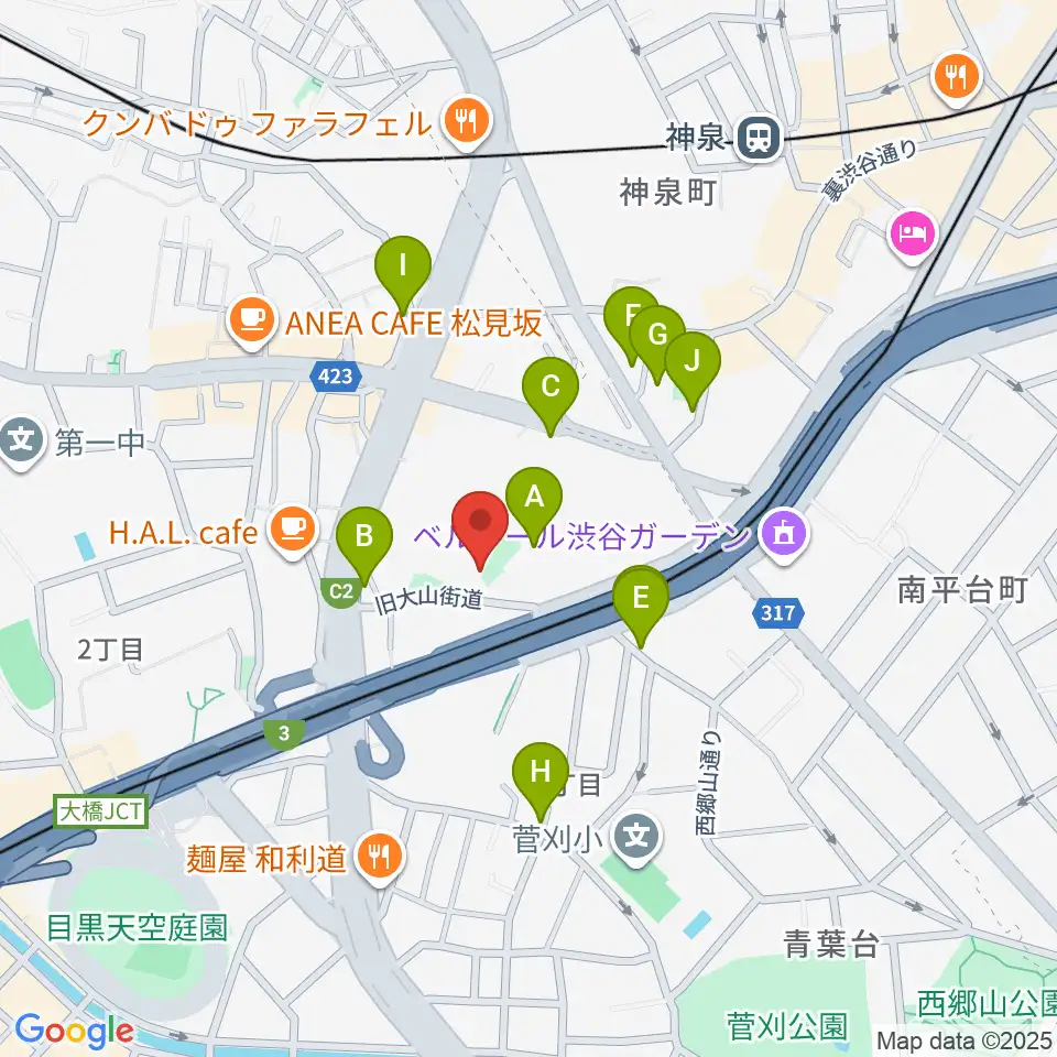 スタジオサンシャイン周辺のホテル一覧地図