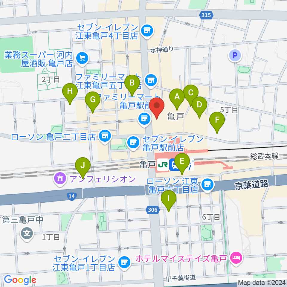 島村楽器 ミュージックサロン亀戸周辺のホテル一覧地図