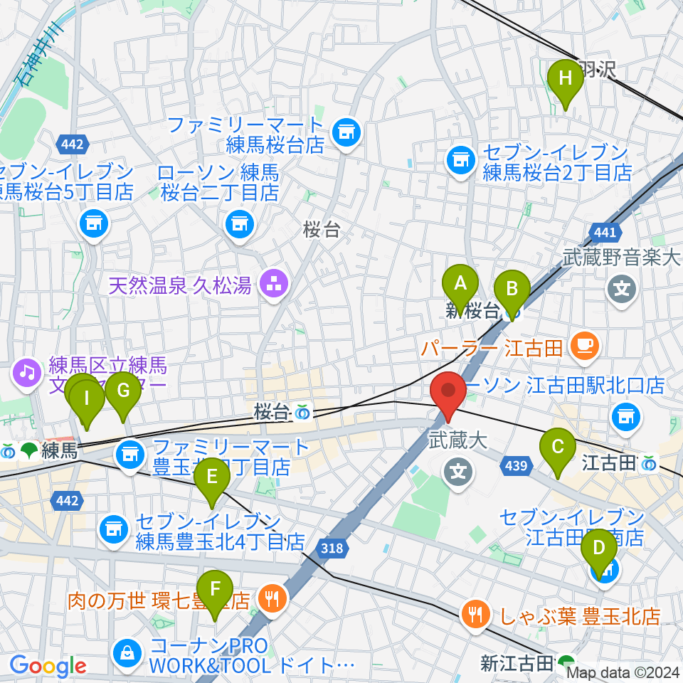 江古田ストリングス周辺のホテル一覧地図