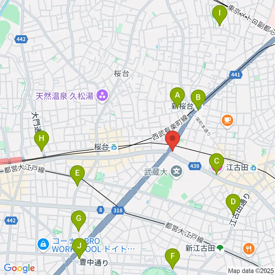 江古田ストリングス周辺のホテル一覧地図