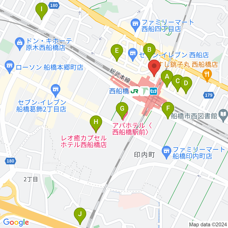 イトウミュージックサロン西船橋周辺のホテル一覧地図