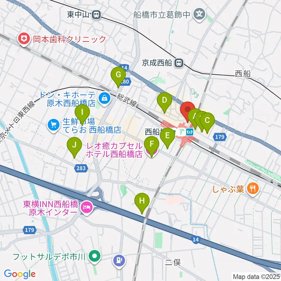 イトウミュージックサロン西船橋周辺のホテル一覧地図