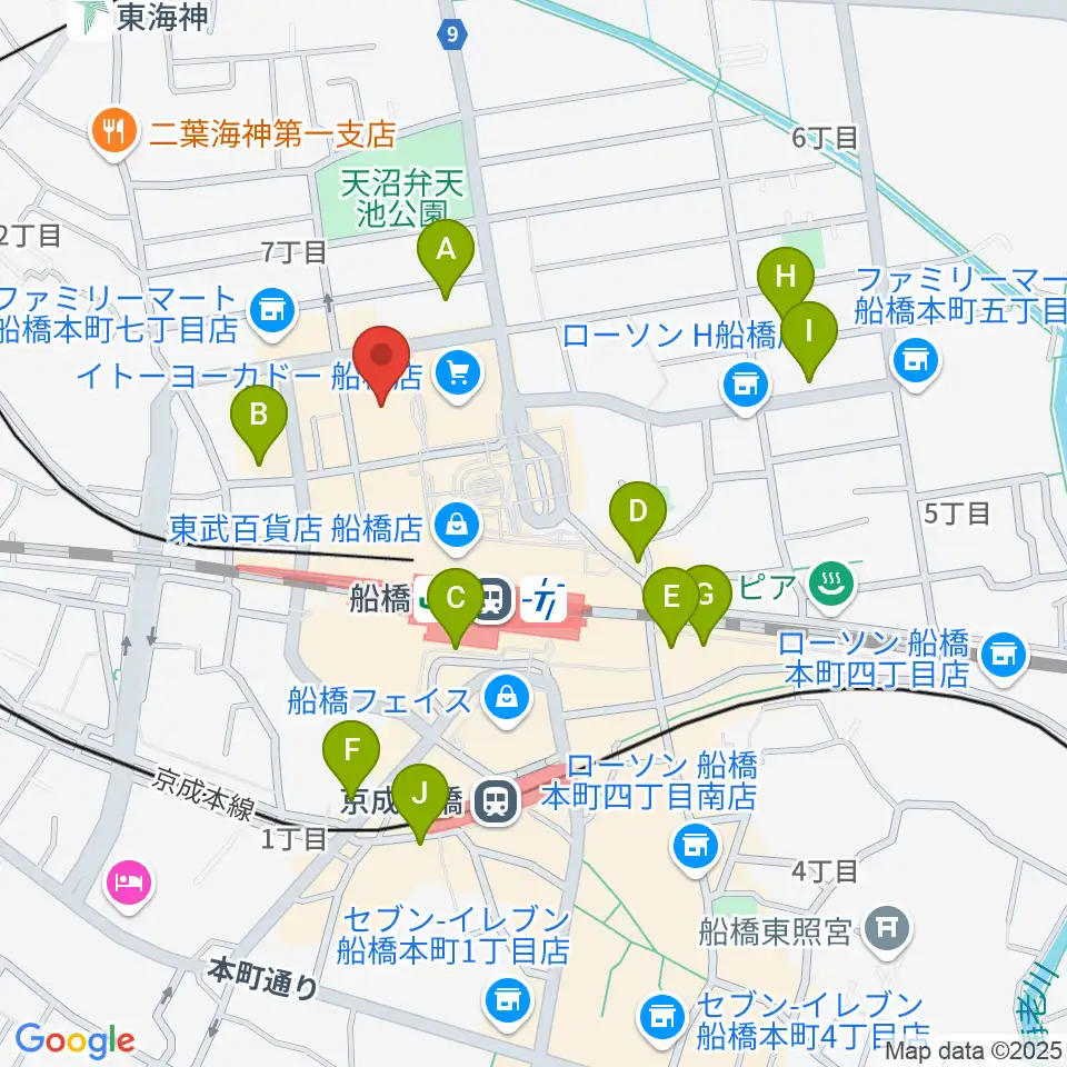 伊藤楽器 ヤマハ船橋センター周辺のホテル一覧地図