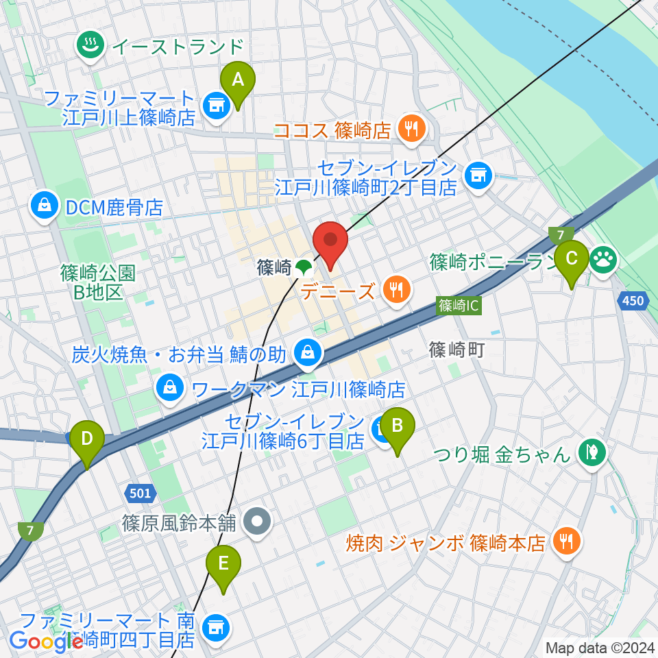 島村楽器ミュージックサロン篠崎周辺のホテル一覧地図