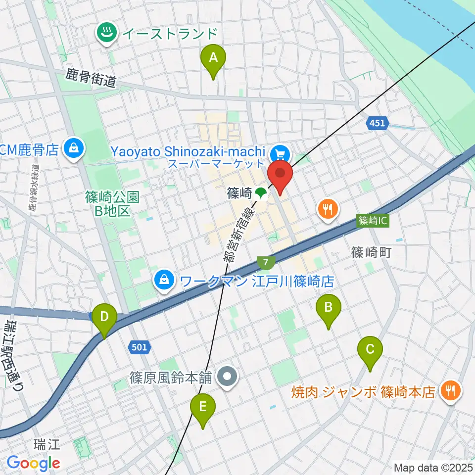 島村楽器ミュージックサロン篠崎周辺のホテル一覧地図