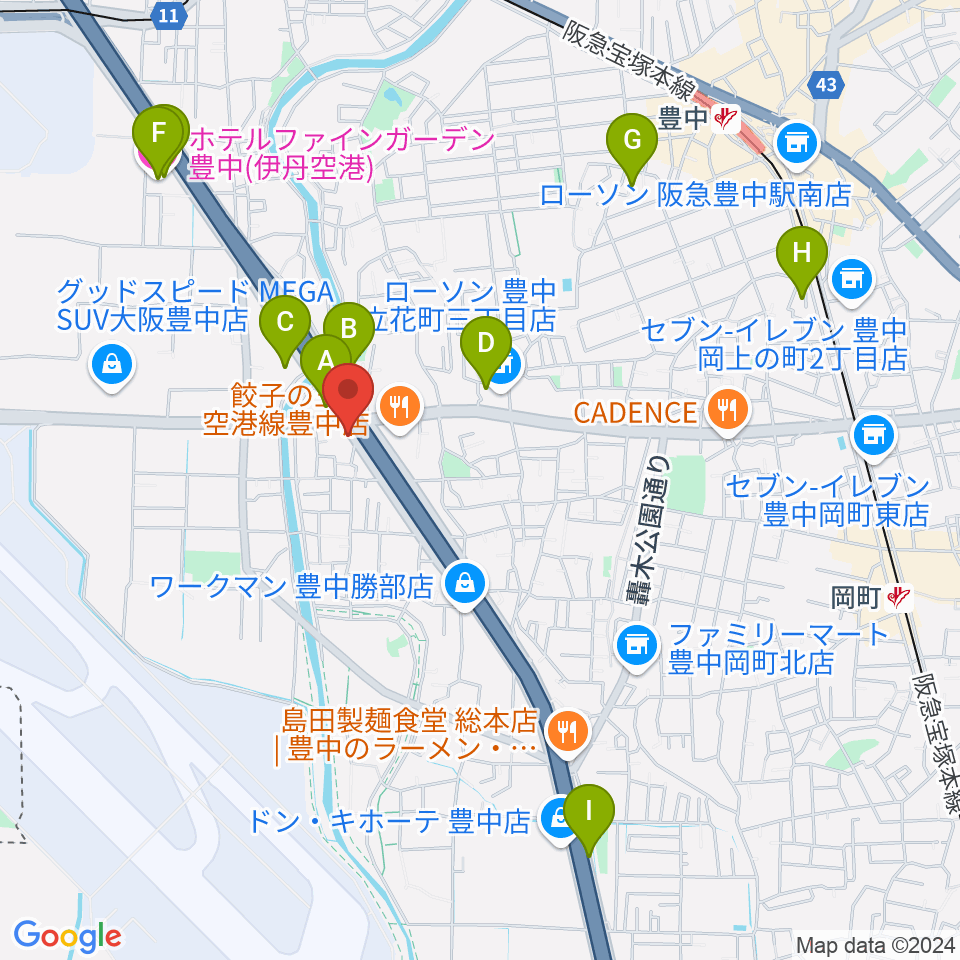 ギター工房トーンガレージ周辺のホテル一覧地図