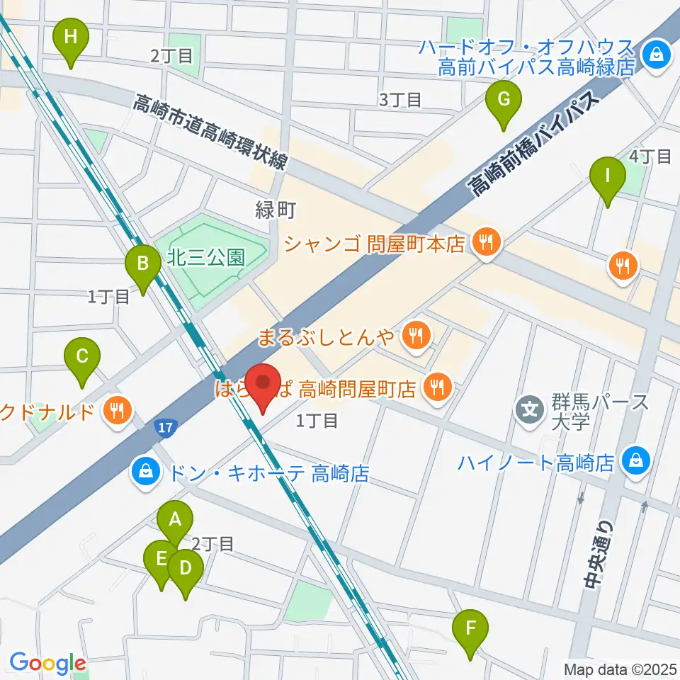 輸入ピアノセンター高崎周辺のホテル一覧地図