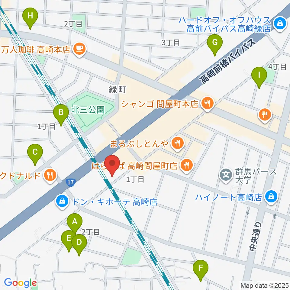 輸入ピアノセンター高崎周辺のホテル一覧地図