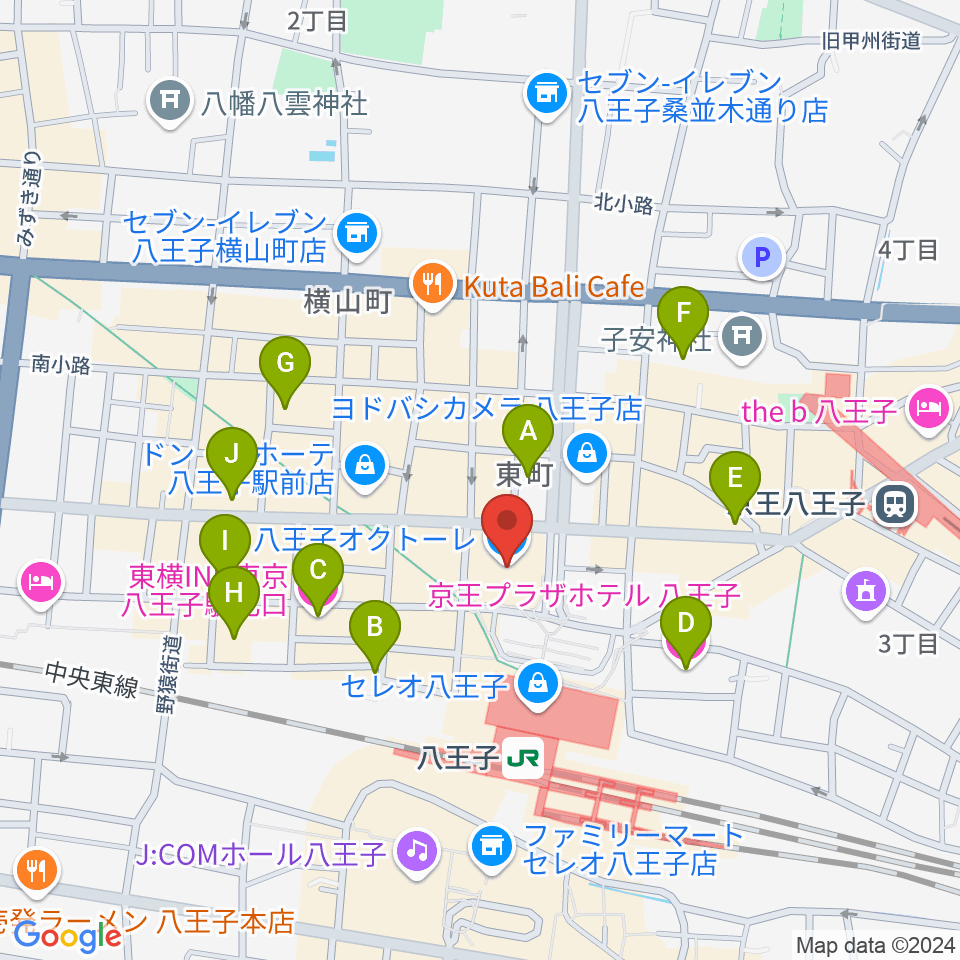 島村楽器 八王子オクトーレ店周辺のホテル一覧地図