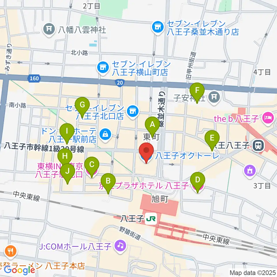 島村楽器 八王子オクトーレ店周辺のホテル一覧地図